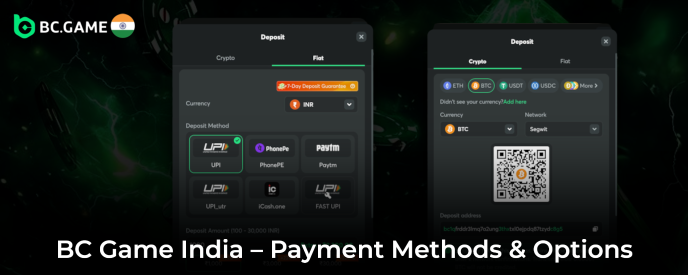 BC Game India – Available Payment Methods